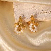 1 Paar Klassisch Retro Geometrisch Perlen Überzug Süßwasserperle Kupfer 18 Karat Vergoldet Ohrringe main image 5