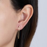 1 Piece Simple Style Classic Style Flower Snake Lightning Plating Inlay Sterling Silver Zircon 18k Gold Plated White Gold Plated Drop Earrings main image 2