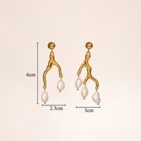 1 Pair Glam Retro Geometric Plating Inlay Copper Freshwater Pearl 18k Gold Plated Drop Earrings sku image 1