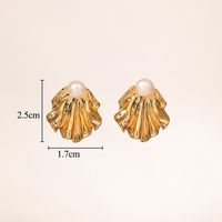 1 Pair Glam Classical Heart Shape Flower Plating Inlay Copper Freshwater Pearl 18k Gold Plated Ear Studs sku image 5