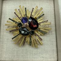 Retro Water Droplets Flower Alloy Inlay Rhinestones Unisex Brooches sku image 8