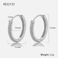 1 Pair Vintage Style Simple Style Circle Plating Inlay Sterling Silver Zircon 18k Gold Plated White Gold Plated Hoop Earrings main image 3