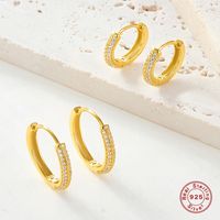 1 Pair Ig Style Simple Style Circle Plating Inlay Sterling Silver Zircon 18k Gold Plated White Gold Plated Earrings main image 7
