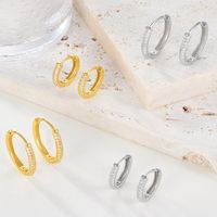 1 Pair Ig Style Simple Style Circle Plating Inlay Sterling Silver Zircon 18k Gold Plated White Gold Plated Earrings main image 4