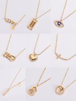 304 Stainless Steel 18K Gold Plated Rose Gold Plated Elegant Lady Plating Inlay Letter Star Heart Shape Zircon Pendant Necklace main image 1