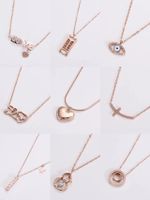 304 Stainless Steel 18K Gold Plated Rose Gold Plated Elegant Lady Plating Inlay Letter Star Heart Shape Zircon Pendant Necklace main image 5