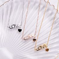 304 Stainless Steel 18K Gold Plated Rose Gold Plated Elegant Lady Plating Inlay Letter Star Heart Shape Zircon Pendant Necklace main image 3