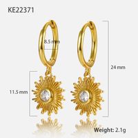 1 Pair Casual Retro Sunflower Plating Inlay Sterling Silver Zircon 18k Gold Plated White Gold Plated Drop Earrings sku image 1