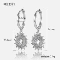 1 Pair Casual Retro Sunflower Plating Inlay Sterling Silver Zircon 18k Gold Plated White Gold Plated Drop Earrings sku image 2