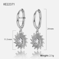 1 Pair Casual Retro Sunflower Plating Inlay Sterling Silver Zircon 18k Gold Plated White Gold Plated Drop Earrings main image 2