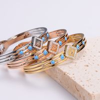 Classic Style Heart Shape 304 Stainless Steel 18K Gold Plated Rose Gold Plated Rhinestones Bangle In Bulk main image 5