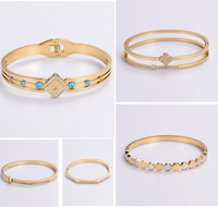 Classic Style Heart Shape 304 Stainless Steel 18K Gold Plated Rose Gold Plated Rhinestones Bangle In Bulk main image 1