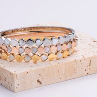 Classic Style Heart Shape 304 Stainless Steel 18K Gold Plated Rose Gold Plated Rhinestones Bangle In Bulk main image 4