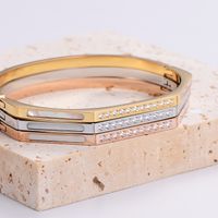 Classic Style Heart Shape 304 Stainless Steel 18K Gold Plated Rose Gold Plated Rhinestones Bangle In Bulk main image 3