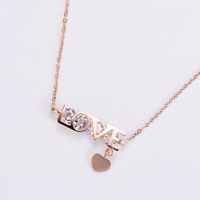 304 Stainless Steel 18K Gold Plated Rose Gold Plated Elegant Lady Plating Inlay Letter Star Heart Shape Zircon Pendant Necklace sku image 13