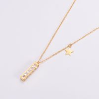 304 Stainless Steel 18K Gold Plated Rose Gold Plated Elegant Lady Plating Inlay Letter Star Heart Shape Zircon Pendant Necklace sku image 18