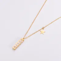 304 Stainless Steel 18K Gold Plated Rose Gold Plated Elegant Lady Plating Inlay Letter Star Heart Shape Zircon Pendant Necklace sku image 18