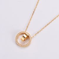 304 Stainless Steel 18K Gold Plated Rose Gold Plated Elegant Lady Plating Inlay Letter Star Heart Shape Zircon Pendant Necklace sku image 26