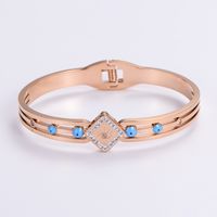 Classic Style Heart Shape 304 Stainless Steel 18K Gold Plated Rose Gold Plated Rhinestones Bangle In Bulk sku image 6