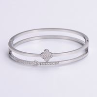 Classic Style Heart Shape 304 Stainless Steel 18K Gold Plated Rose Gold Plated Rhinestones Bangle In Bulk sku image 7