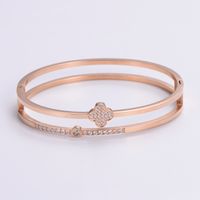 Classic Style Heart Shape 304 Stainless Steel 18K Gold Plated Rose Gold Plated Rhinestones Bangle In Bulk sku image 11