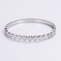 Classic Style Heart Shape 304 Stainless Steel 18K Gold Plated Rose Gold Plated Rhinestones Bangle In Bulk sku image 1
