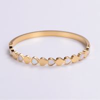 Classic Style Heart Shape 304 Stainless Steel 18K Gold Plated Rose Gold Plated Rhinestones Bangle In Bulk sku image 3