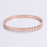 Classic Style Heart Shape 304 Stainless Steel 18K Gold Plated Rose Gold Plated Rhinestones Bangle In Bulk sku image 4