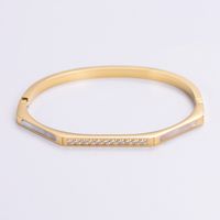 Classic Style Heart Shape 304 Stainless Steel 18K Gold Plated Rose Gold Plated Rhinestones Bangle In Bulk sku image 12