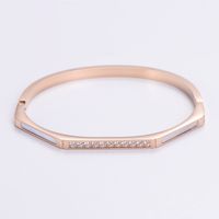 Classic Style Heart Shape 304 Stainless Steel 18K Gold Plated Rose Gold Plated Rhinestones Bangle In Bulk sku image 13