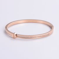 Classic Style Heart Shape 304 Stainless Steel 18K Gold Plated Rose Gold Plated Rhinestones Bangle In Bulk sku image 15