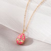 Cute Simple Style Egg Copper Inlay Zircon Pendant Necklace main image 4