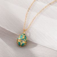 Cute Simple Style Egg Copper Inlay Zircon Pendant Necklace sku image 1