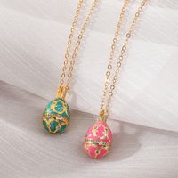 Cute Simple Style Egg Copper Inlay Zircon Pendant Necklace main image 1