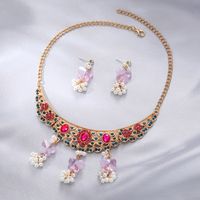 Vintage Style Ethnic Style Round Flower Butterfly Alloy Plating Inlay Zircon Women's Jewelry Set sku image 1