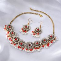 Vintage Style Ethnic Style Round Flower Butterfly Alloy Plating Inlay Zircon Women's Jewelry Set sku image 9