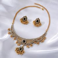 Vintage Style Ethnic Style Round Flower Butterfly Alloy Plating Inlay Zircon Women's Jewelry Set sku image 7