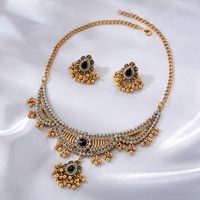 Vintage Style Ethnic Style Round Flower Butterfly Alloy Plating Inlay Zircon Women's Jewelry Set main image 2