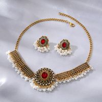 Vintage Style Ethnic Style Round Flower Butterfly Alloy Plating Inlay Zircon Women's Jewelry Set sku image 3