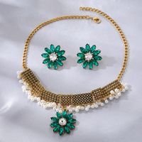 Vintage Style Ethnic Style Round Flower Butterfly Alloy Plating Inlay Zircon Women's Jewelry Set sku image 4