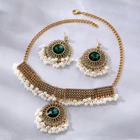 Vintage Style Ethnic Style Round Flower Butterfly Alloy Plating Inlay Zircon Women's Jewelry Set sku image 6