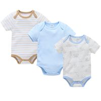 Casual Stripe Heart Shape Cotton Baby Rompers sku image 9