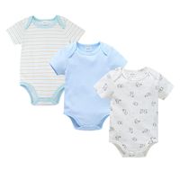 Casual Stripe Heart Shape Cotton Baby Rompers sku image 13