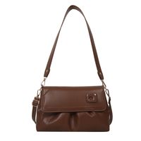 Women's Medium Pu Leather Solid Color Basic Vintage Style Streetwear Square Magnetic Buckle Shoulder Bag Crossbody Bag sku image 1
