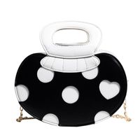 Women's Small Pu Leather Color Block Streetwear Oval Zipper Shoulder Bag Handbag Crossbody Bag sku image 1