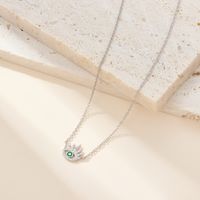Simple Style Eye Sterling Silver Inlay Zircon 18k Gold Plated White Gold Plated Necklace sku image 2