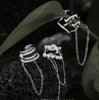 1 Piece Simple Style Commute C Shape Plating Chain Inlay Copper Pearl Zircon Ear Clips main image 1