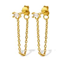 1 Pair Elegant Simple Style Chain Plating Inlay Sterling Silver Zircon 18k Gold Plated White Gold Plated Drop Earrings sku image 1