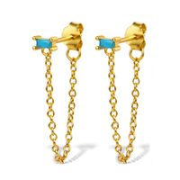 1 Pair Elegant Simple Style Chain Plating Inlay Sterling Silver Zircon 18k Gold Plated White Gold Plated Drop Earrings sku image 4
