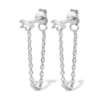 1 Pair Elegant Simple Style Chain Plating Inlay Sterling Silver Zircon 18k Gold Plated White Gold Plated Drop Earrings sku image 5